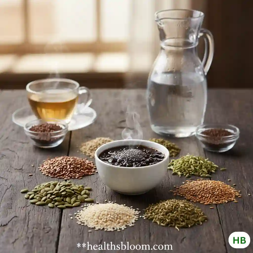 Best Seeds to Eat After Dinner for Better Digestion, including fennel, chia, and flax seeds for post-dinner health. this image repersent , and branding of healthsbloom.com.